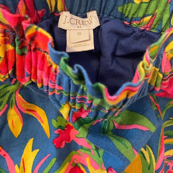 J. Crew Womens Floral Linen Skirt, Size 10, Elastic Waist Blue Green Yellow Pink - Picture 5 of 5
